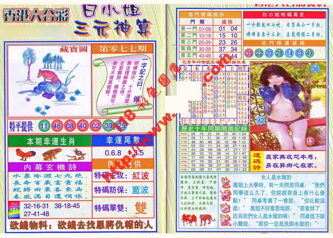六合彩077期三元神算