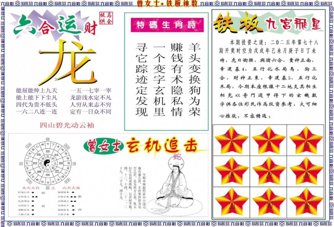 六合彩078期曾女士铁板神数B