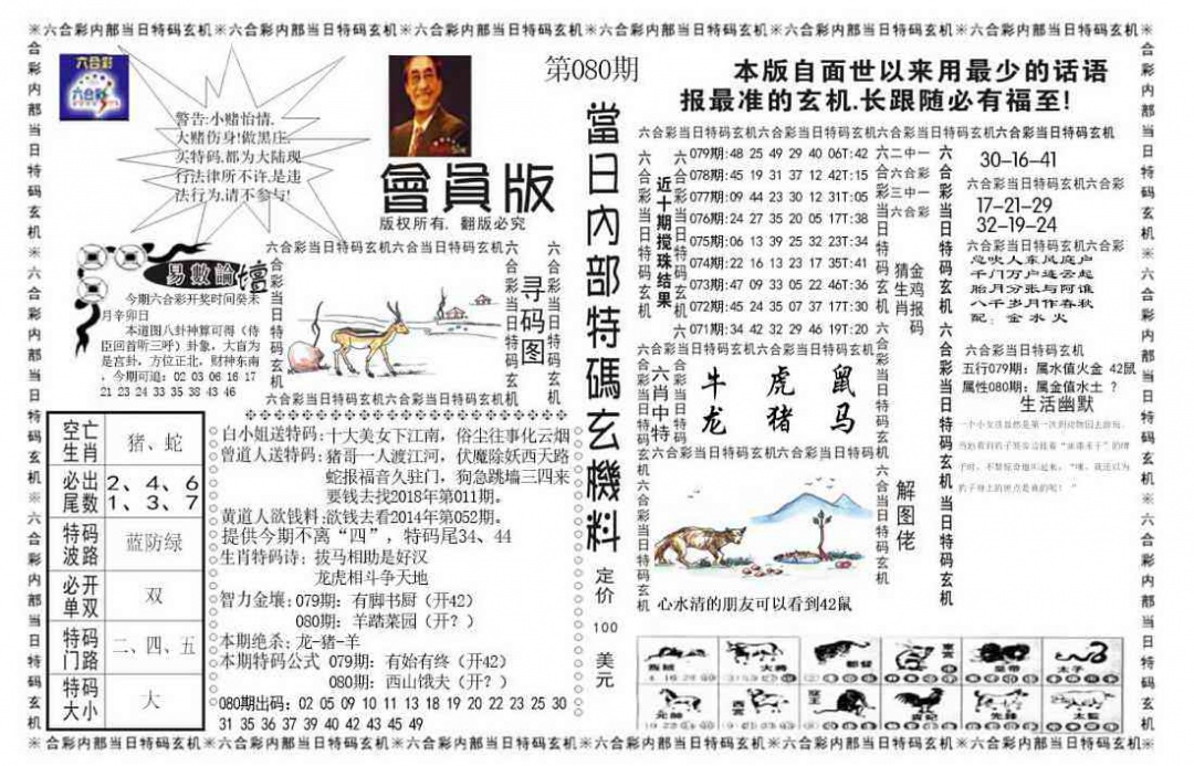 六合彩080期当日特码玄机报
