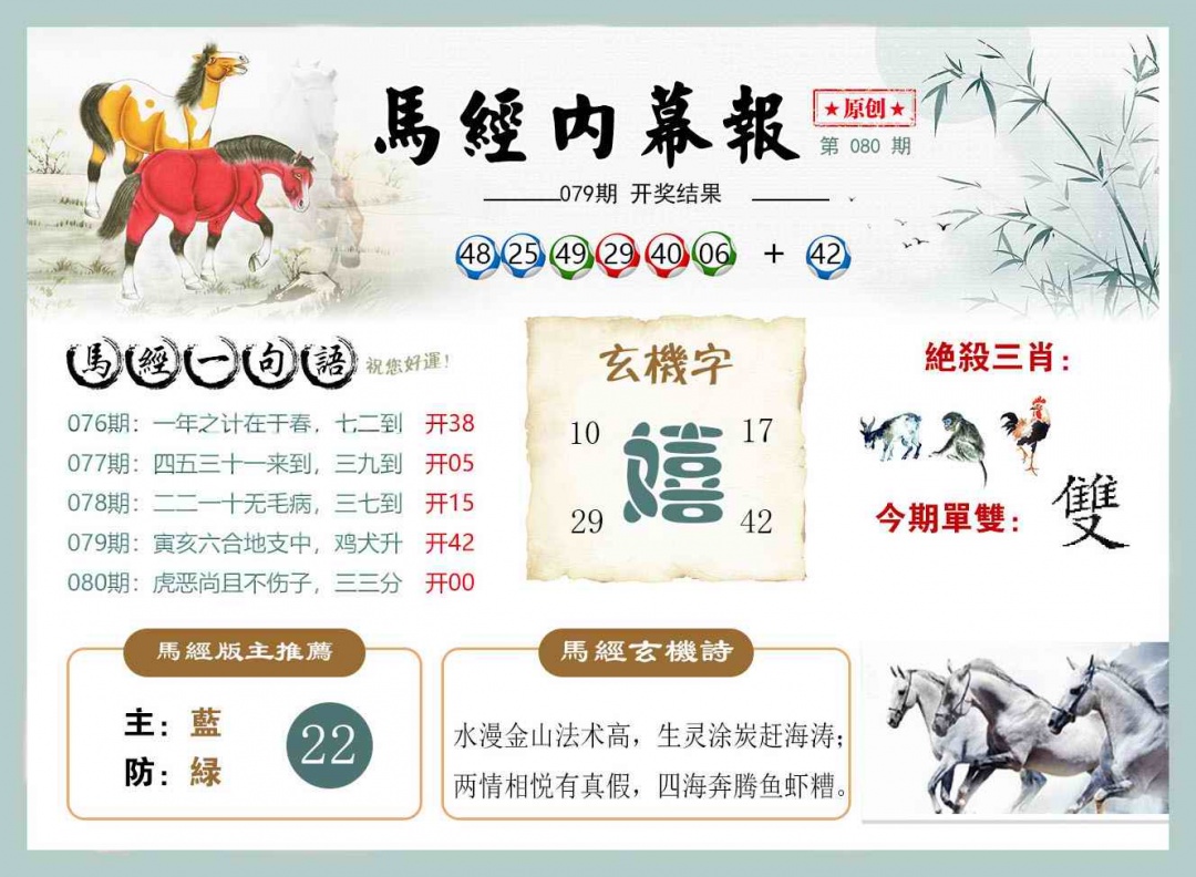 六合彩080期马经内幕报
