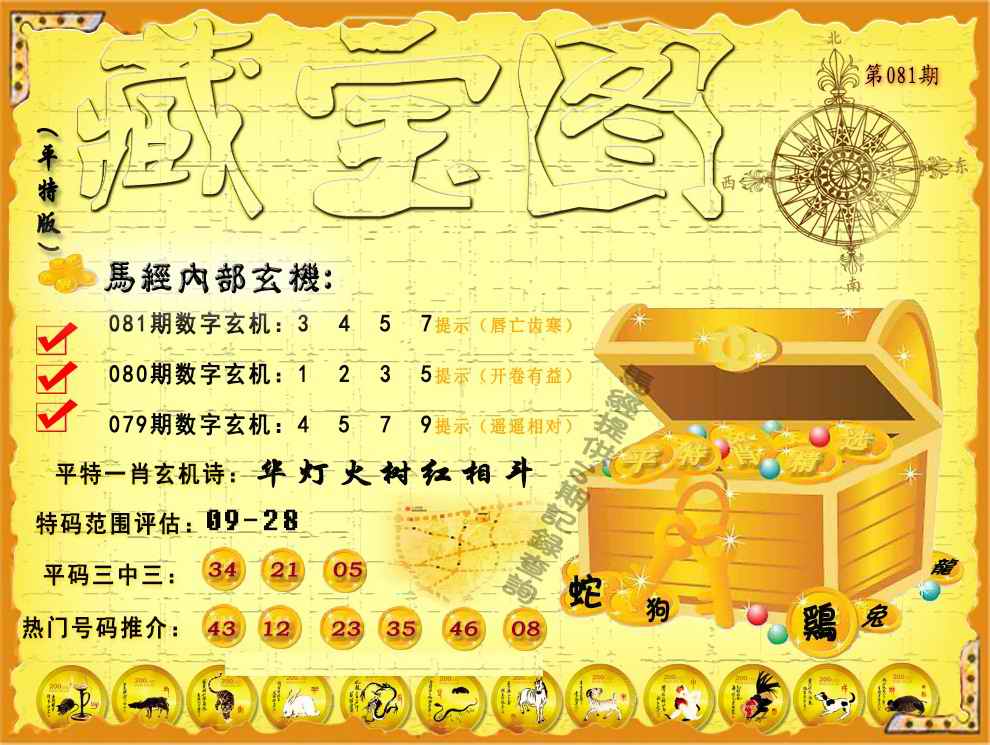 六合彩081期平特藏宝图（荐）