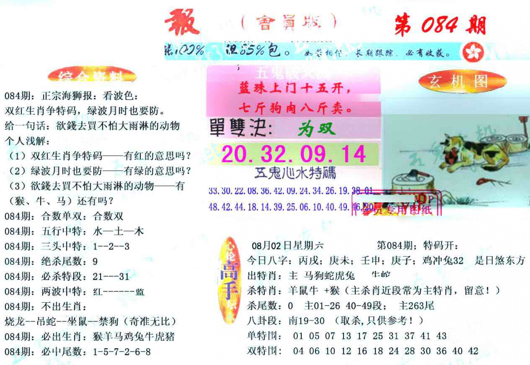 六合彩084期新五鬼玄机