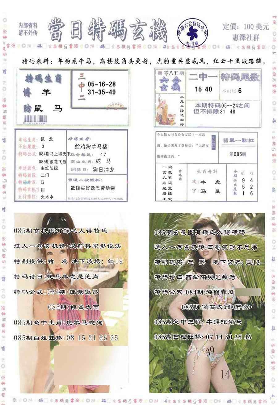 六合彩085期当日特码玄机-2