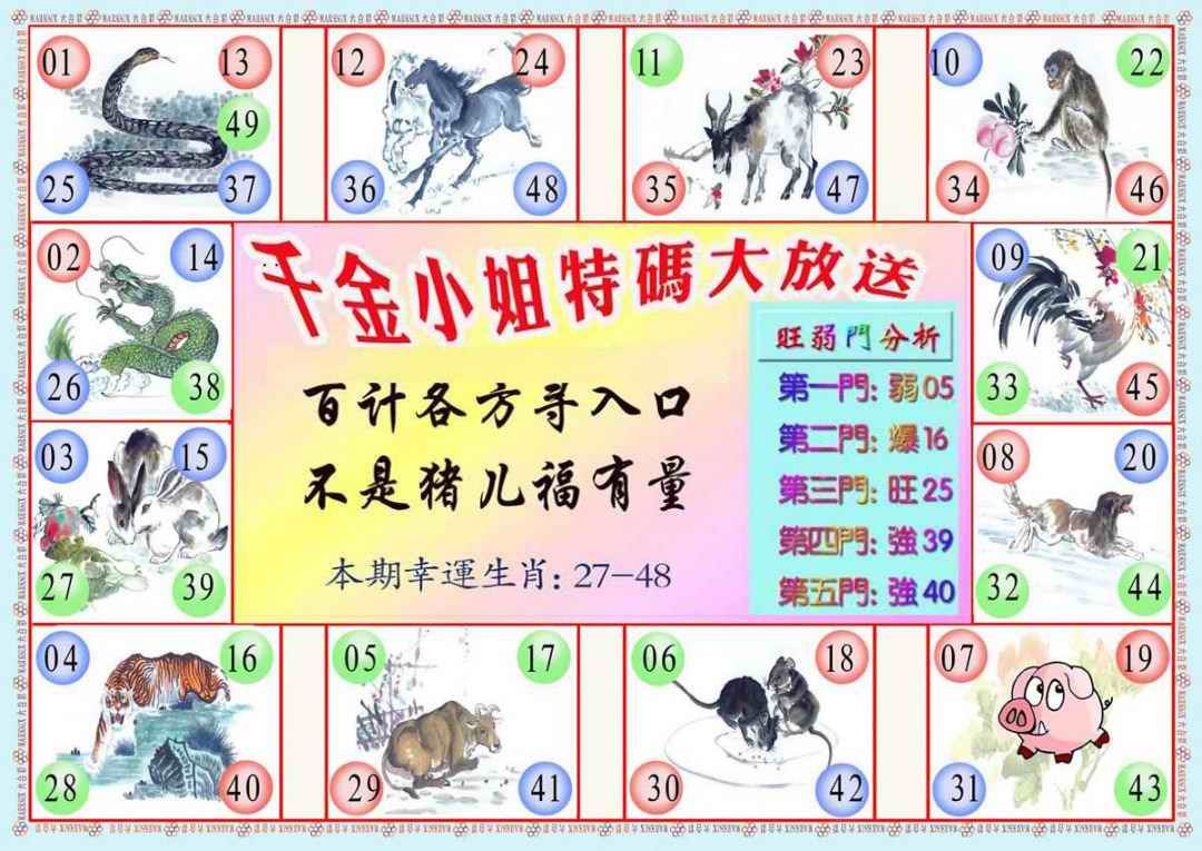 六合彩085期千金小姐B版