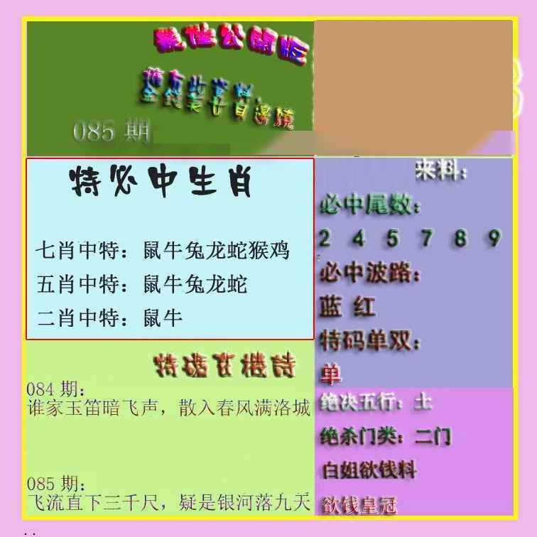 六合彩085期波肖门尾最佳公开版