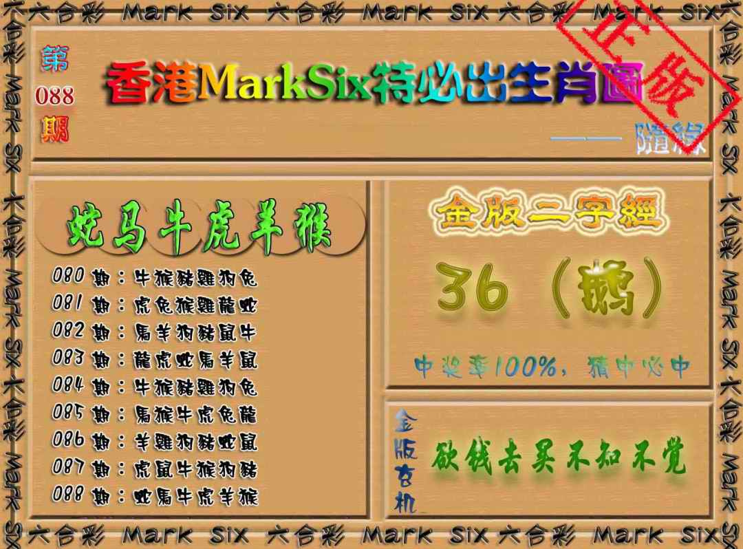 六合彩088期特必出生肖图