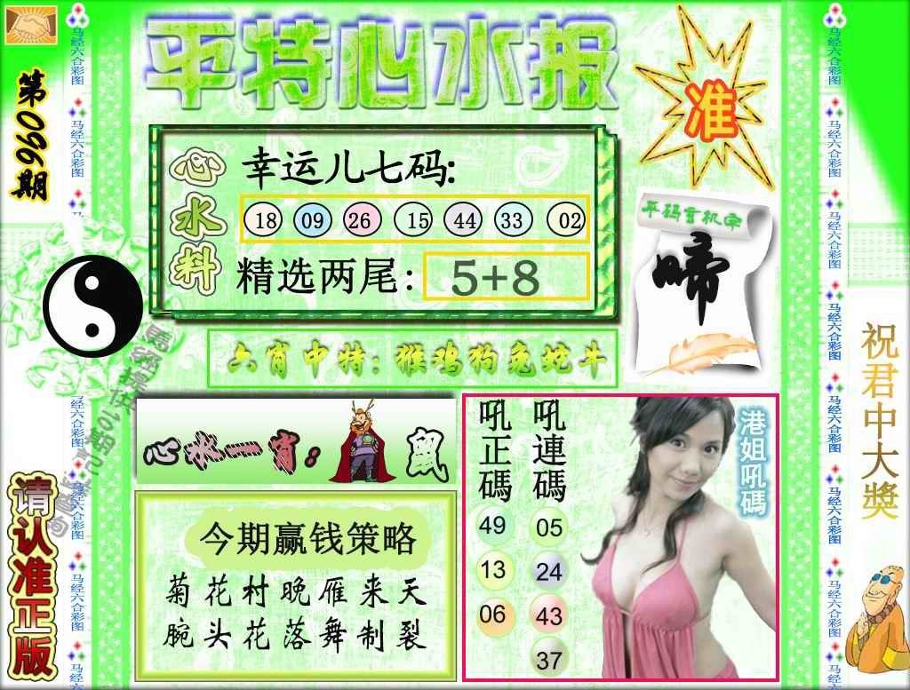 六合彩096期平特心水报（荐）